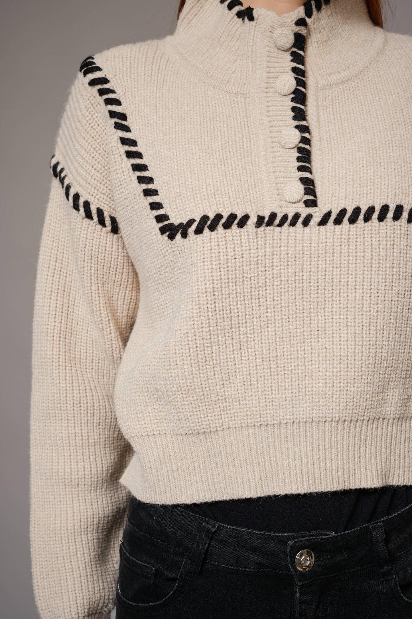 Whip Stitch Cropped Sweater