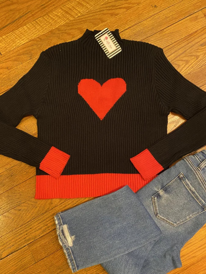 VALENTINE HEART TURTLENECK SWEATER