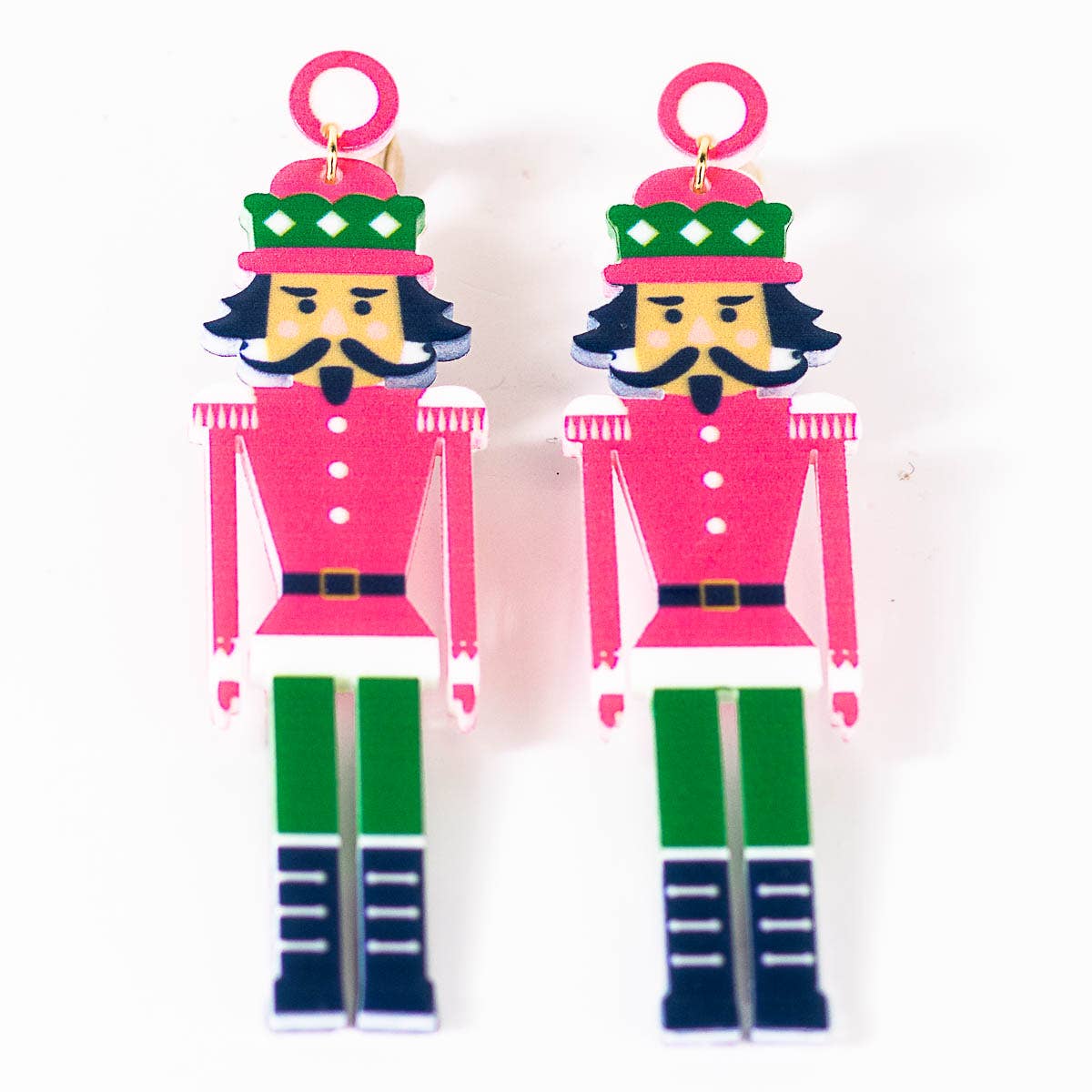 Nutcracker Earrings-Pink/Green