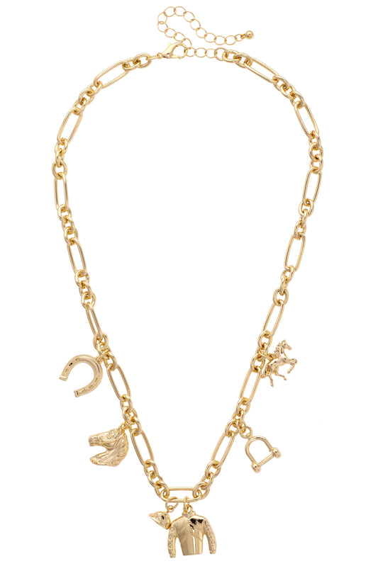 Blazing Saddles Equestrian Charm Necklace