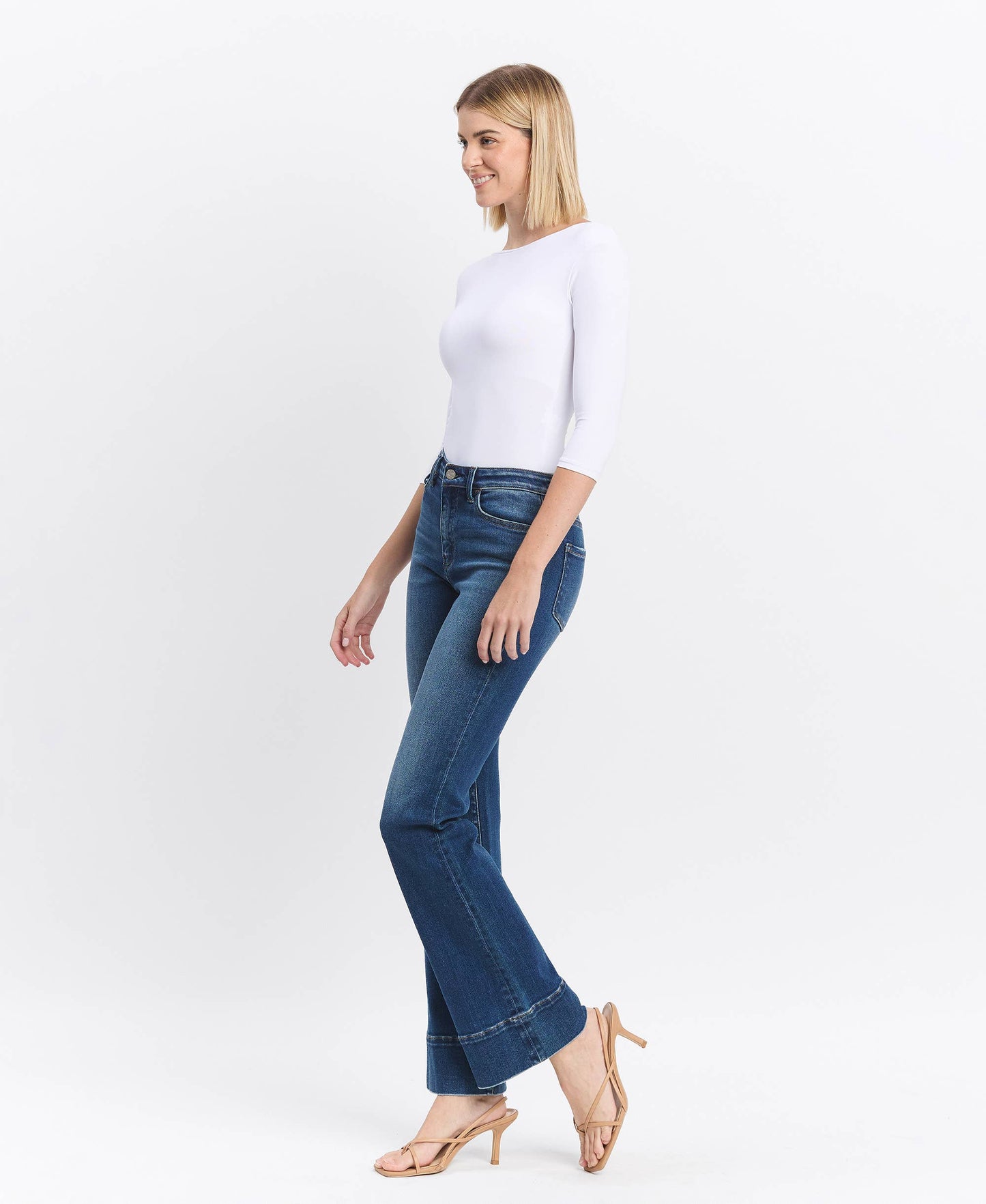 High Rise Trouser Hem Bootcut Jean