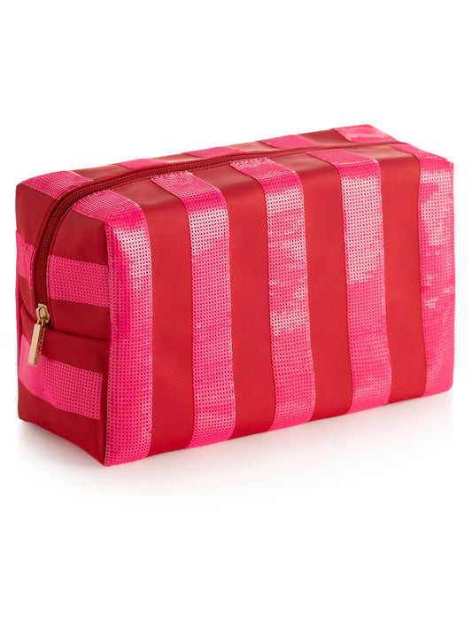 Large Stripe Cosmetic Zip Pouch