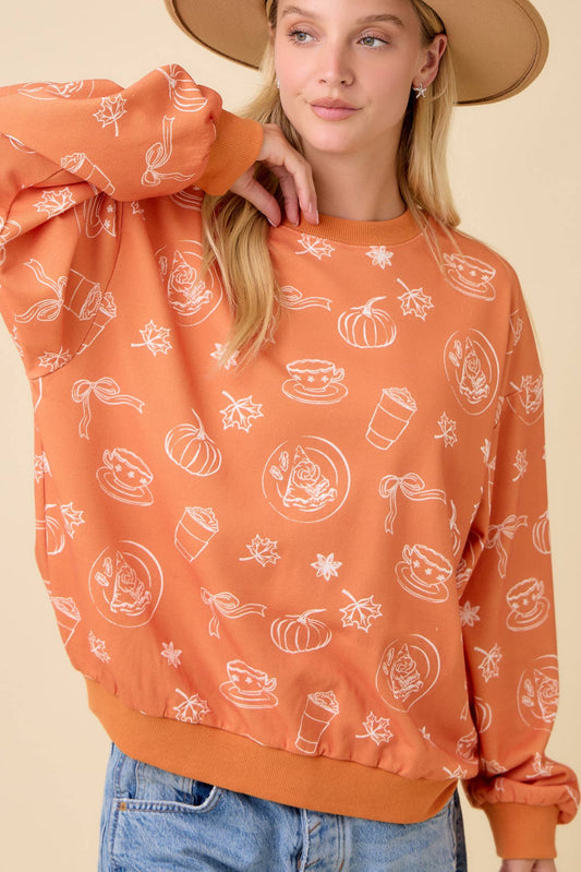 Pumpkin Spice Print Crewneck
