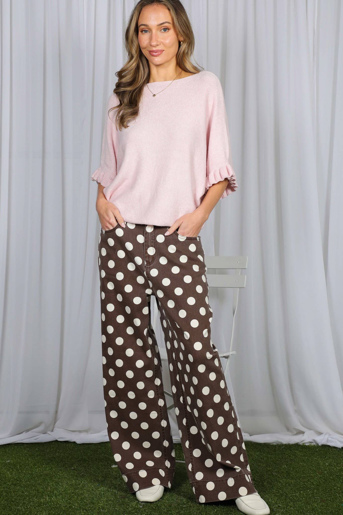 Polka Dot Straight Leg Denim