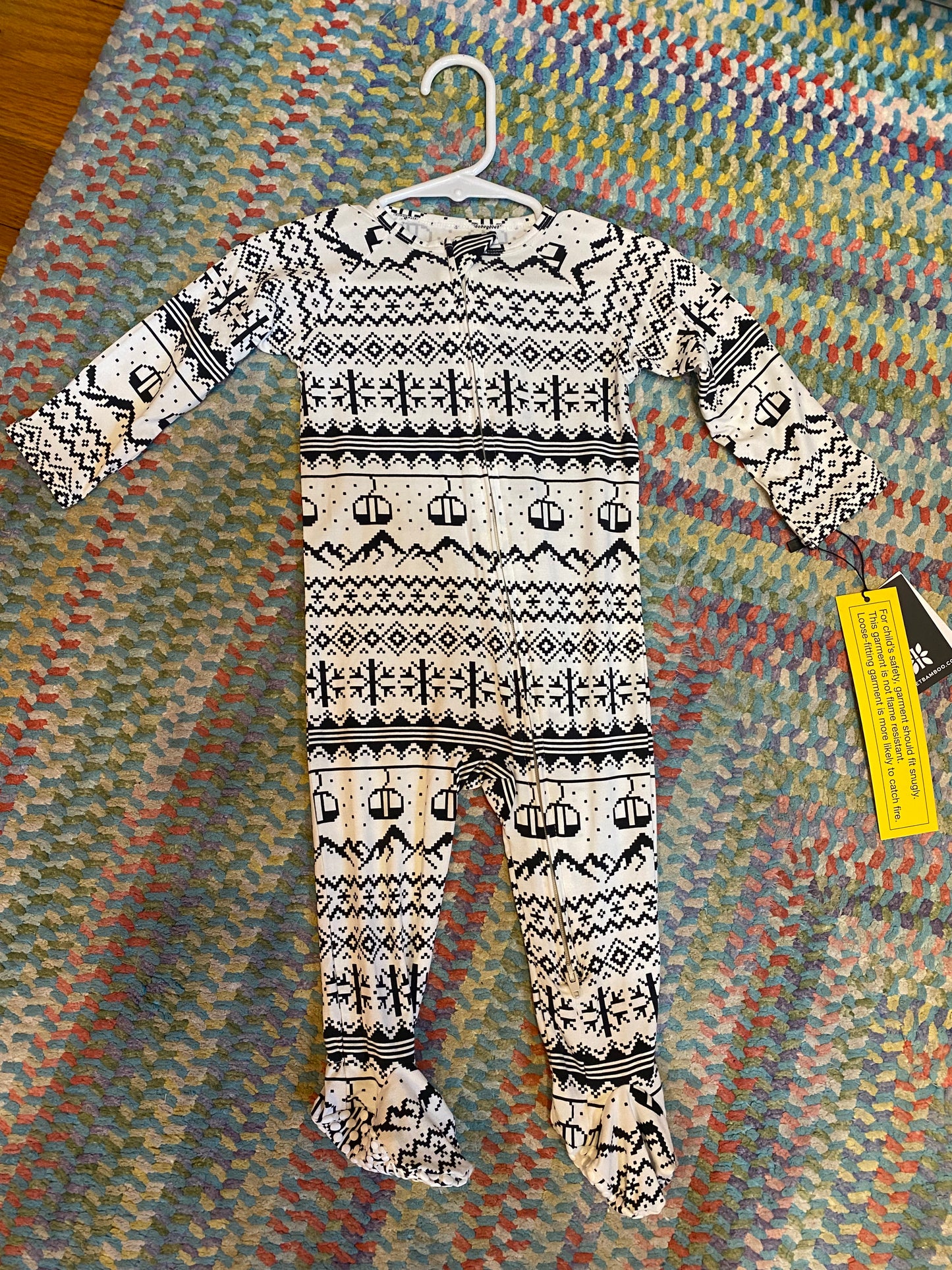 Fair Isle Ski Black Zipper Footie