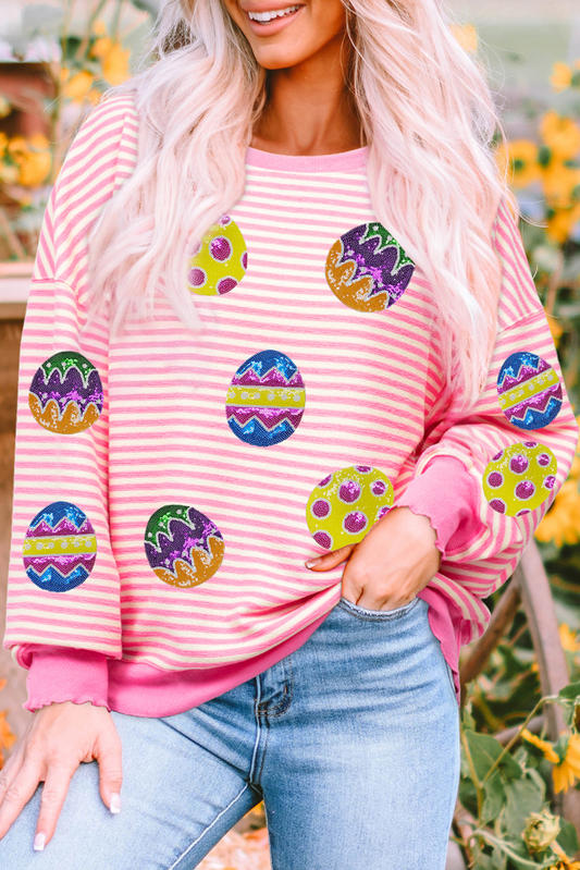 Easter Egg Patched Drop Shoulder Top