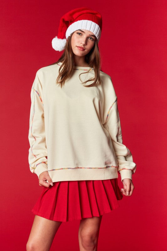 Nutcracker Sleeve Rainbow Stitch Top