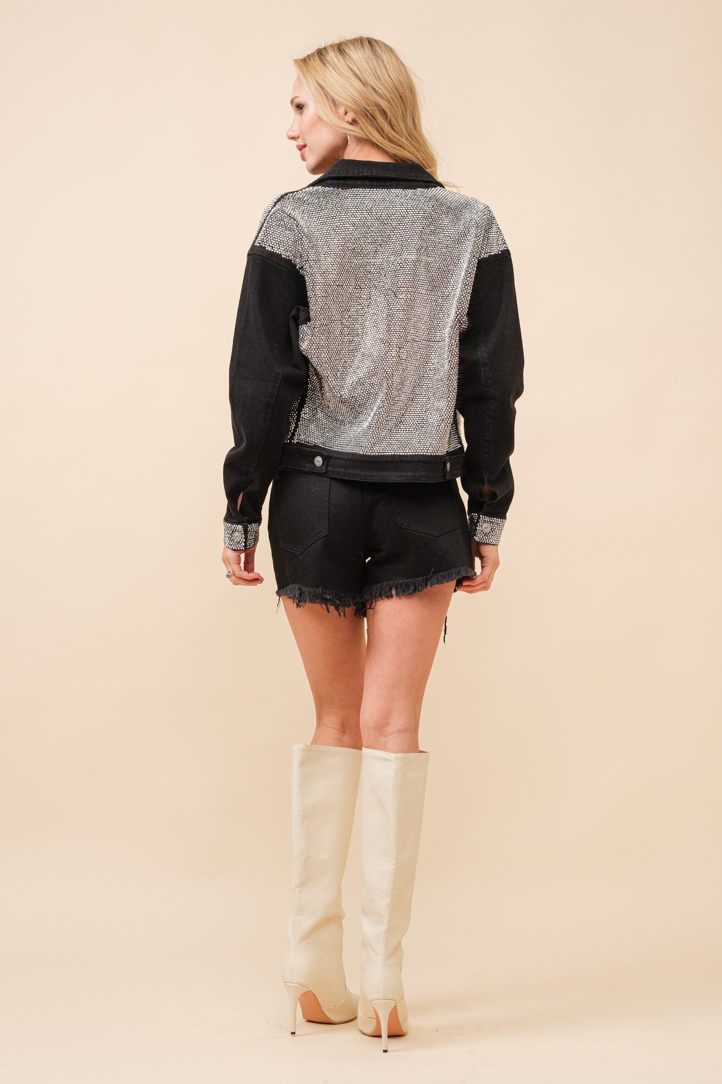 All Over Rhinestone Denim Jacket