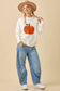 Pumpkin Patchwork Sweater Knit Top With Stitching Detail