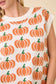 Pumpkin Print Sleevless Sweater Knit Top