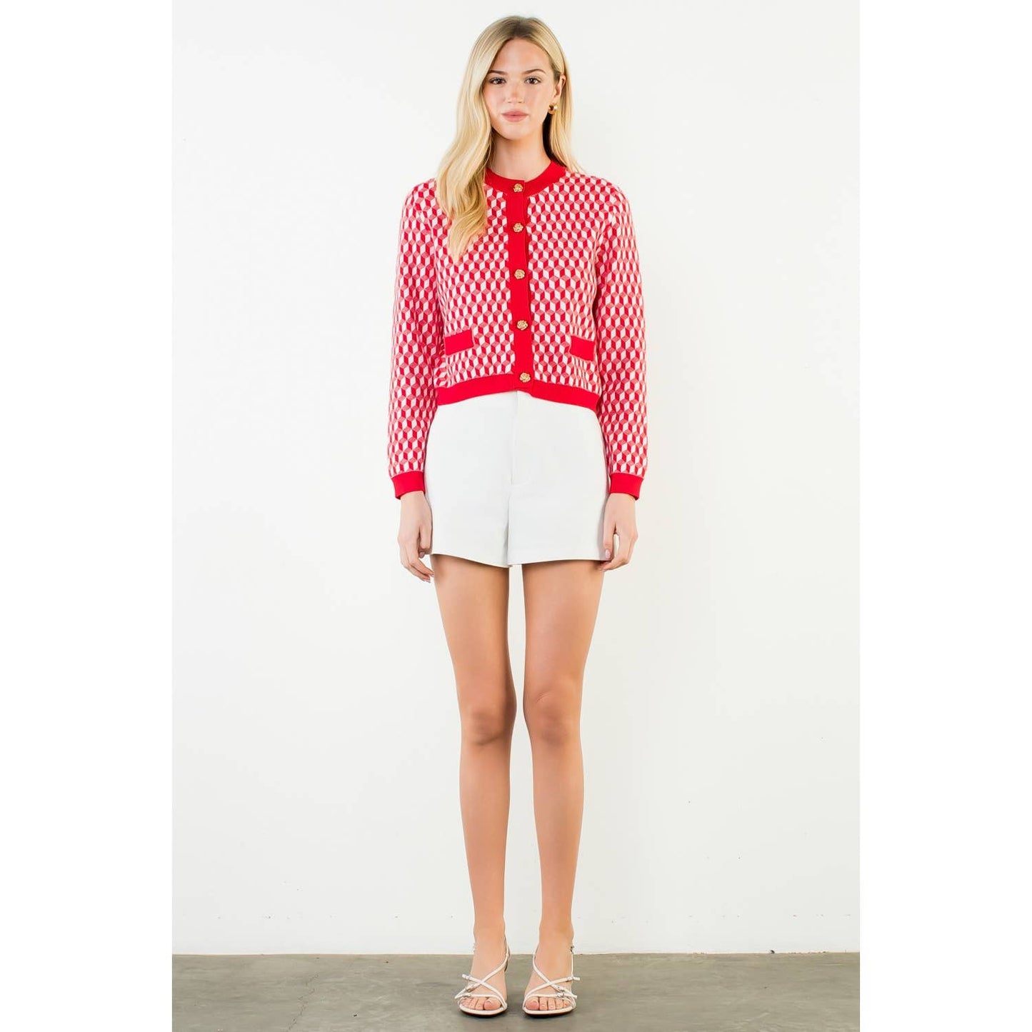 Long Sleeve Geometric Print Cardigan