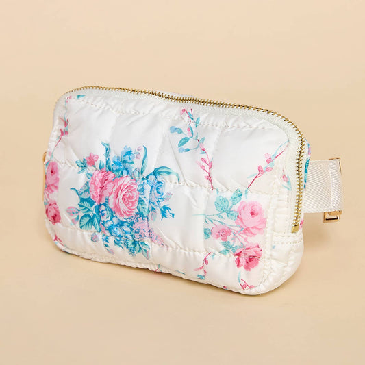 Quilted Floral Belt Bag
