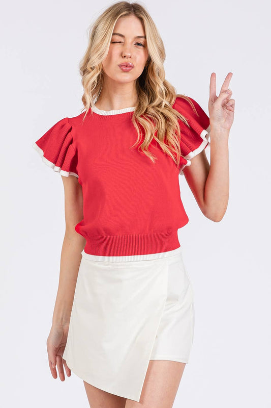 Ruffle Sleeve Sweater