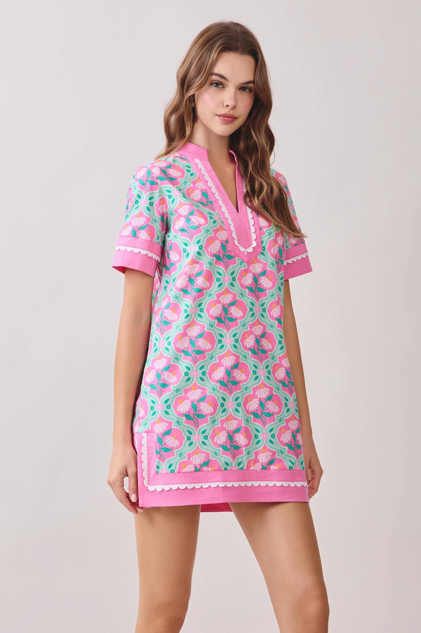 Colorful Floral Print Shift Dress