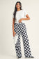 Checked Print High Waist Pants