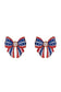 Bow Enamel American Flag Pattern Post Earrings
