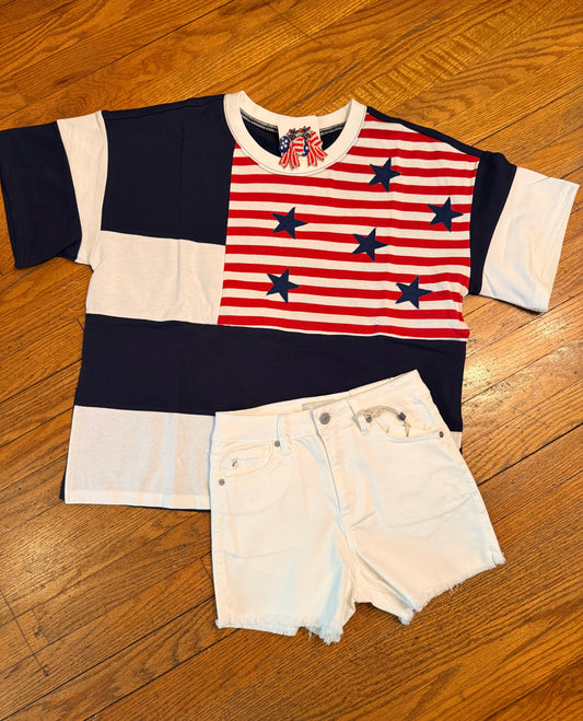 Patchwork American Flag Top