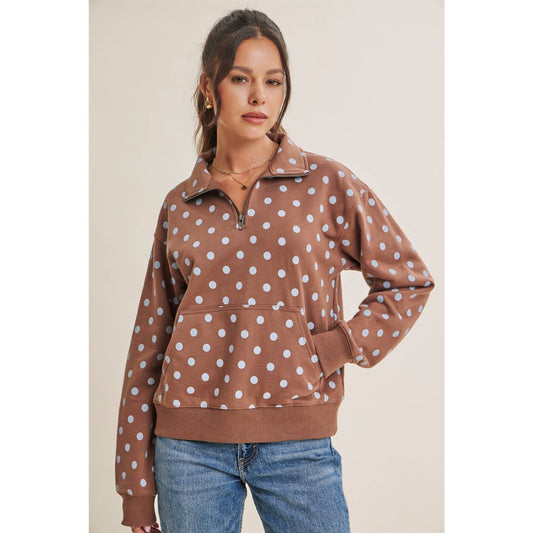 Playful Polka Dot Half-Zip