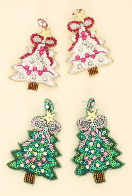 Christmas Tree Ribbon Earring