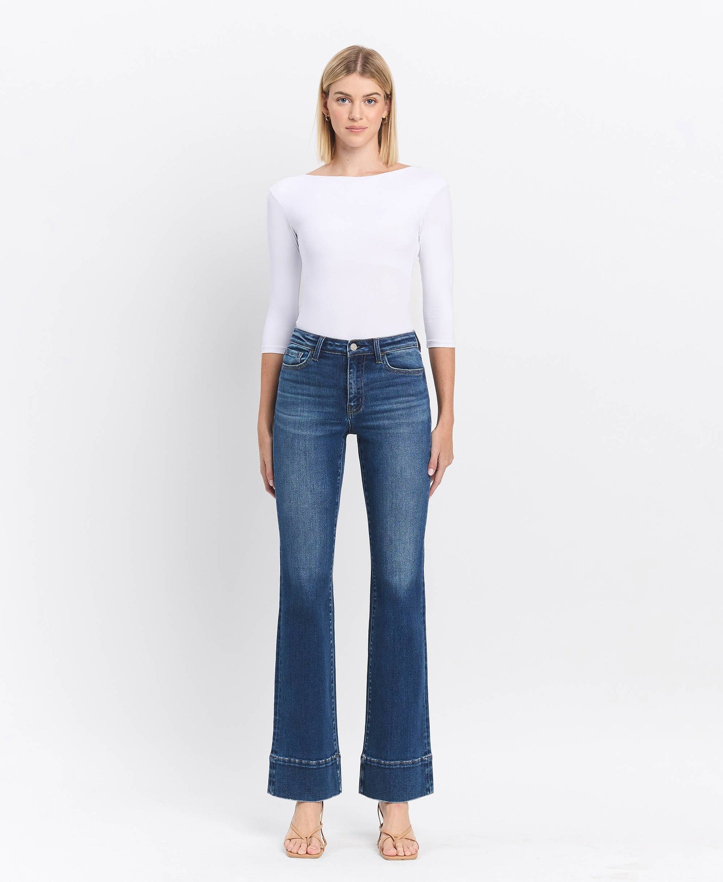 High Rise Trouser Hem Bootcut Jean