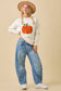 Pumpkin Patchwork Sweater Knit Top With Stitching Detail