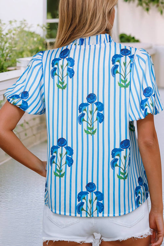 Striped V Neck Boho Top