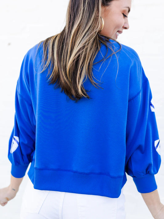 Blue and White Football Sweatshirt