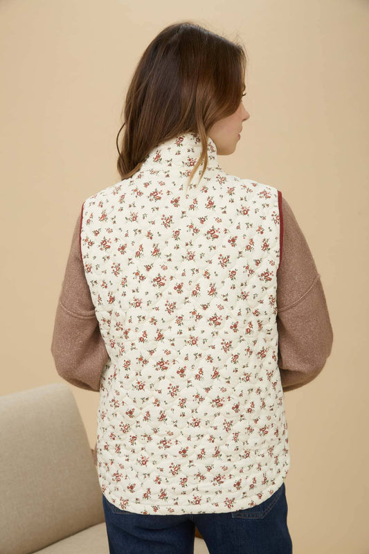 Floral Quilted Puffer Vest