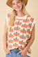 Pumpkin Print Sleevless Sweater Knit Top