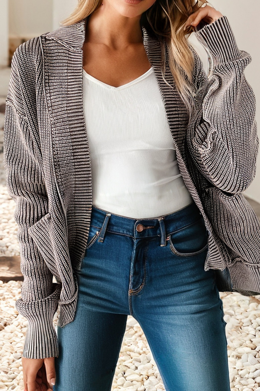 Exposed Seam Open Sweater Cardigan
