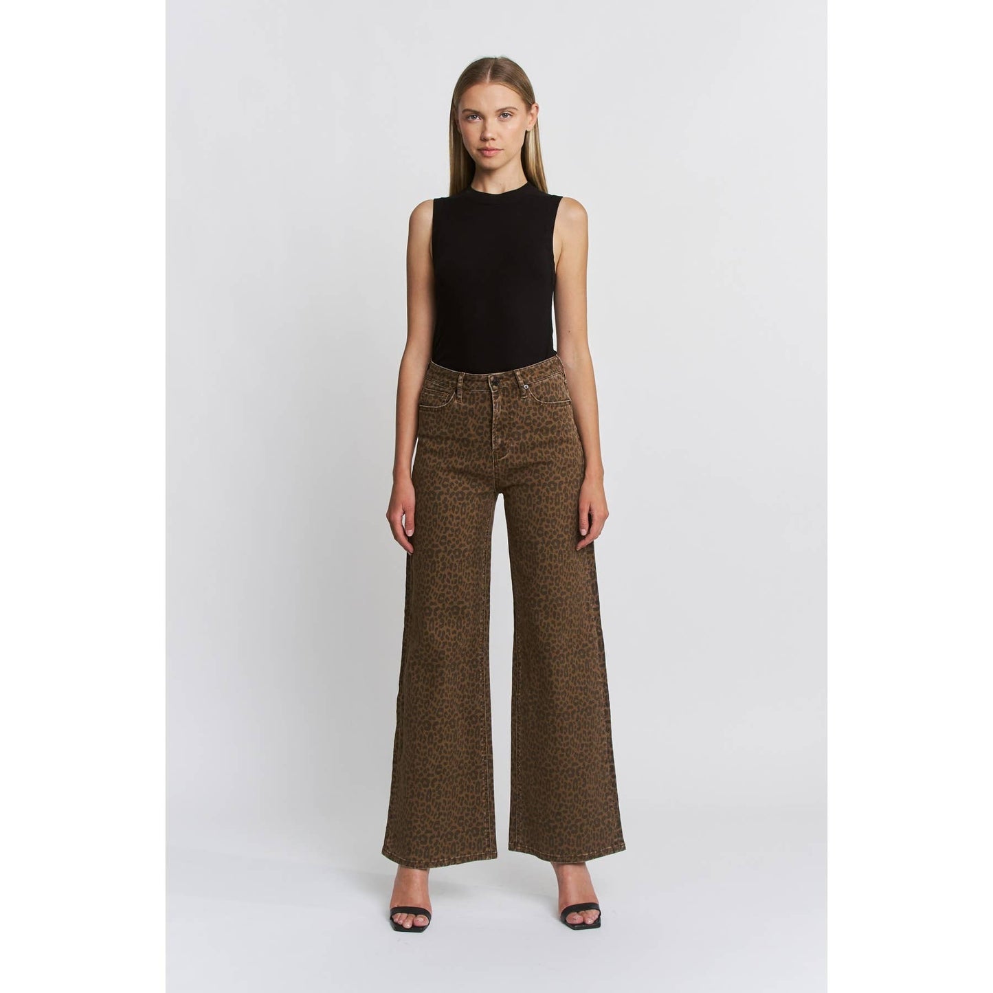 Super High Wide Leg Leopard Jeans