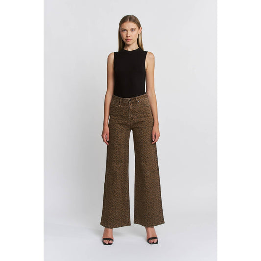 Super High Wide Leg Leopard Jeans