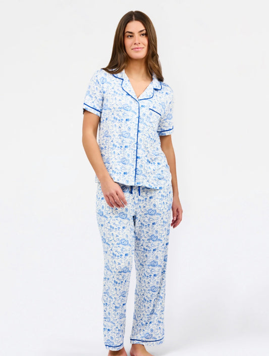 Team Toile-Blue and White PJ Set