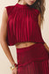 Mock Neck Pleated Overlay Sleeveless Crop Top