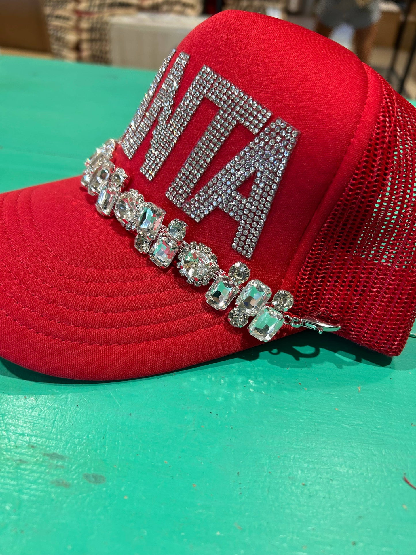 Rhinestone SANTA Trucker