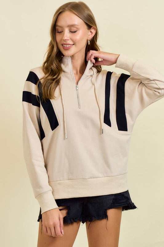 Colorblock Half Zip Up Hoodie Sweatshirt