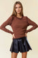 Soft Ribbed Ruffle Long Sleeve Tee