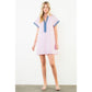 Short Sleeve Striped Textured Dress