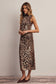Leopard Print Power Mesh Midi Dress