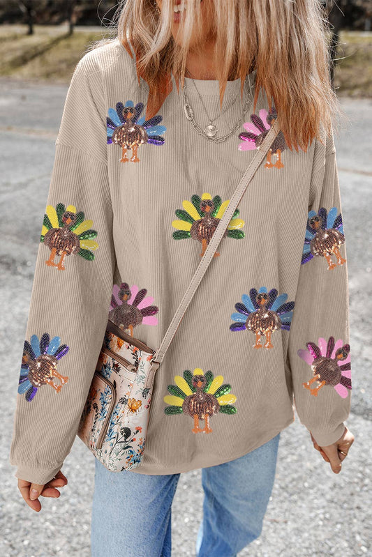 Sequin Turkey Pullover