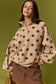 Half-Snap Button Polka Dot Sweatshirt