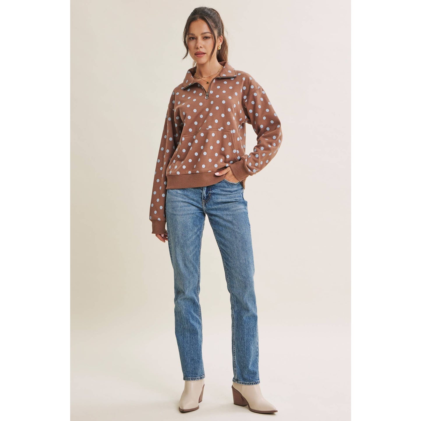 Playful Polka Dot Half-Zip