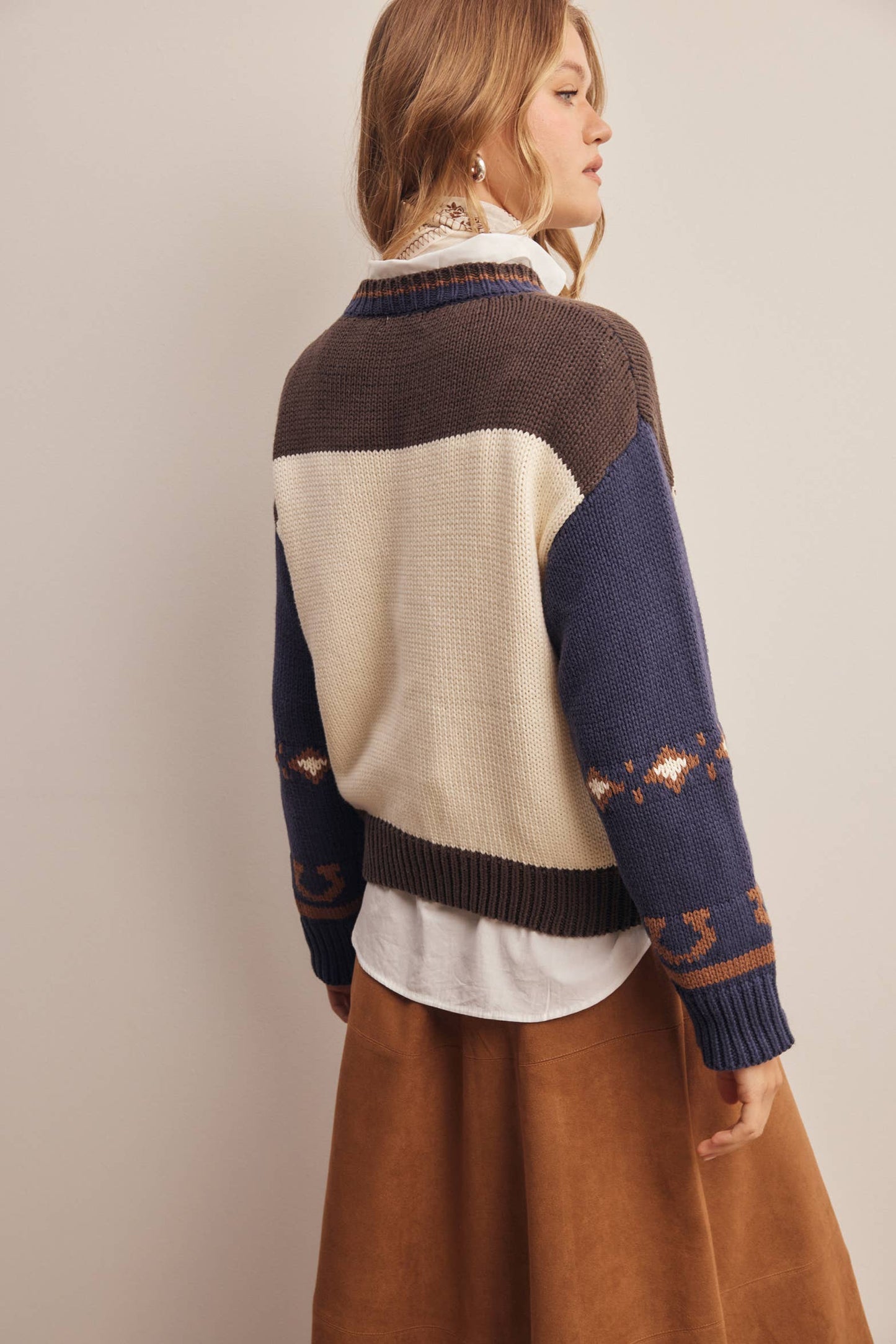 Western Horse Intarsia Knit Sweater