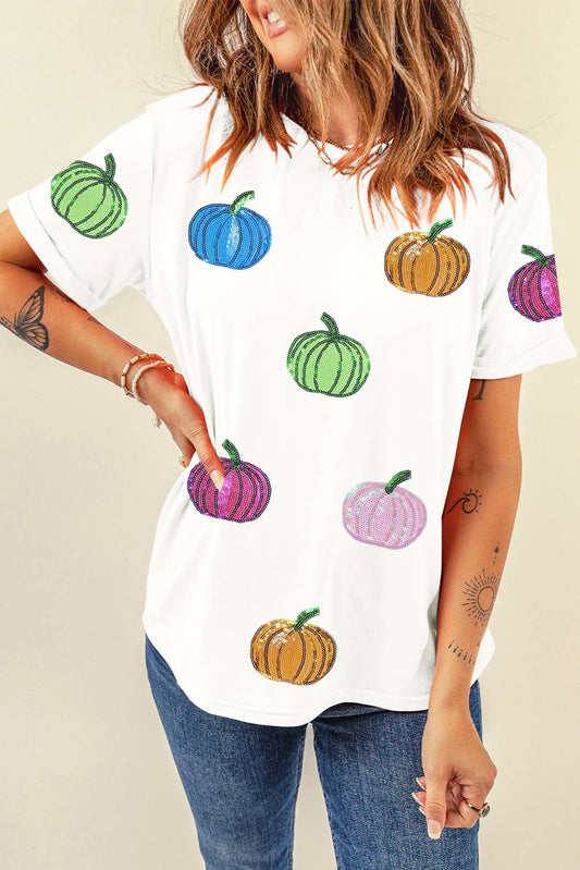 Pumpkin Sequin Tee