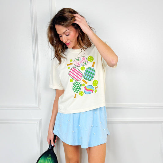 Pickleball Collage Crop Tee