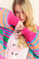 Chunky Knit Multi Striped Open Sweater Cardigan