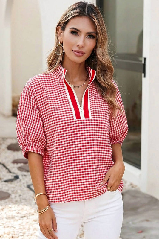 Gingham Short Sleeve Top