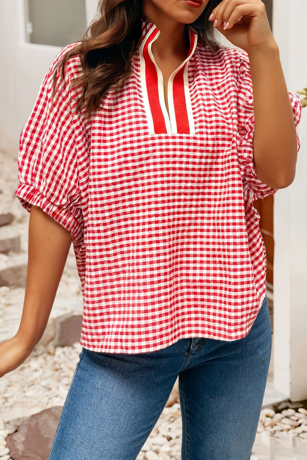 Gingham Short Sleeve Top