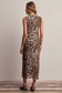 Leopard Print Power Mesh Midi Dress