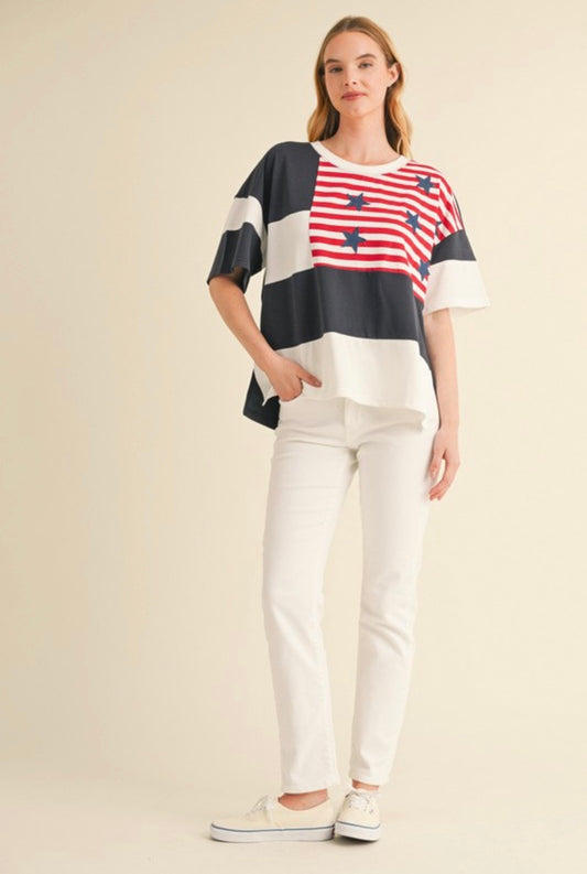 Patchwork American Flag Top